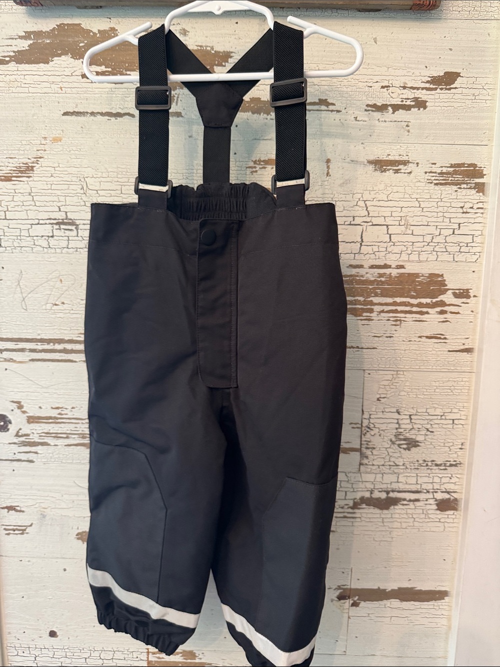 Kids Black Insulated Snow Pants with Adjustable Suspenders